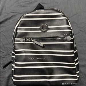 Tommy Hilfiger Black and White Striped Mini Backpack